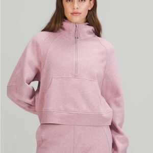 Lululemon Athletica Scuba Oversized Half-Zip Hoodie Heathered Pink Taupe M/L